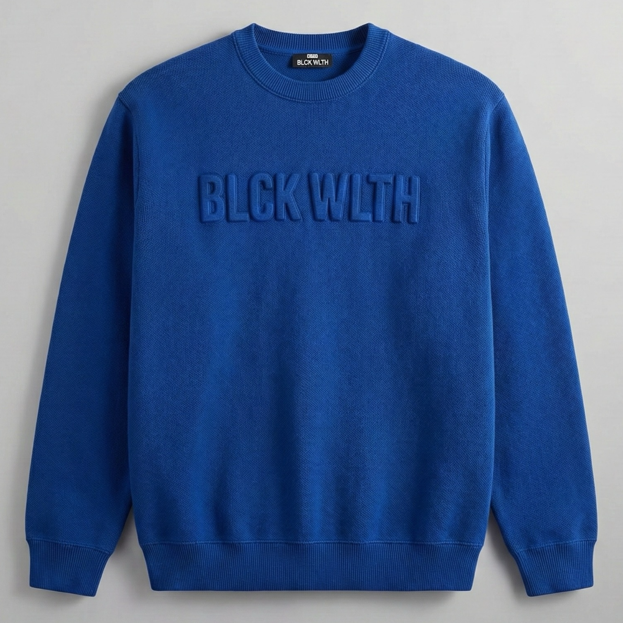 BLCK WLTH | 3D Embossed Crewneck (Sapphire) House of Holland Merchandise