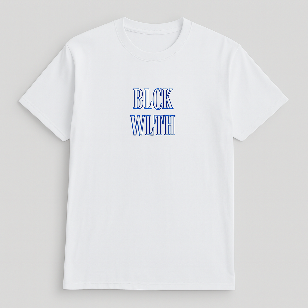 BLCK WLTH | Short Sleeve Tee (White/Azure) *SIZING UP BY ONE SIZE IS RECOMMENDED
