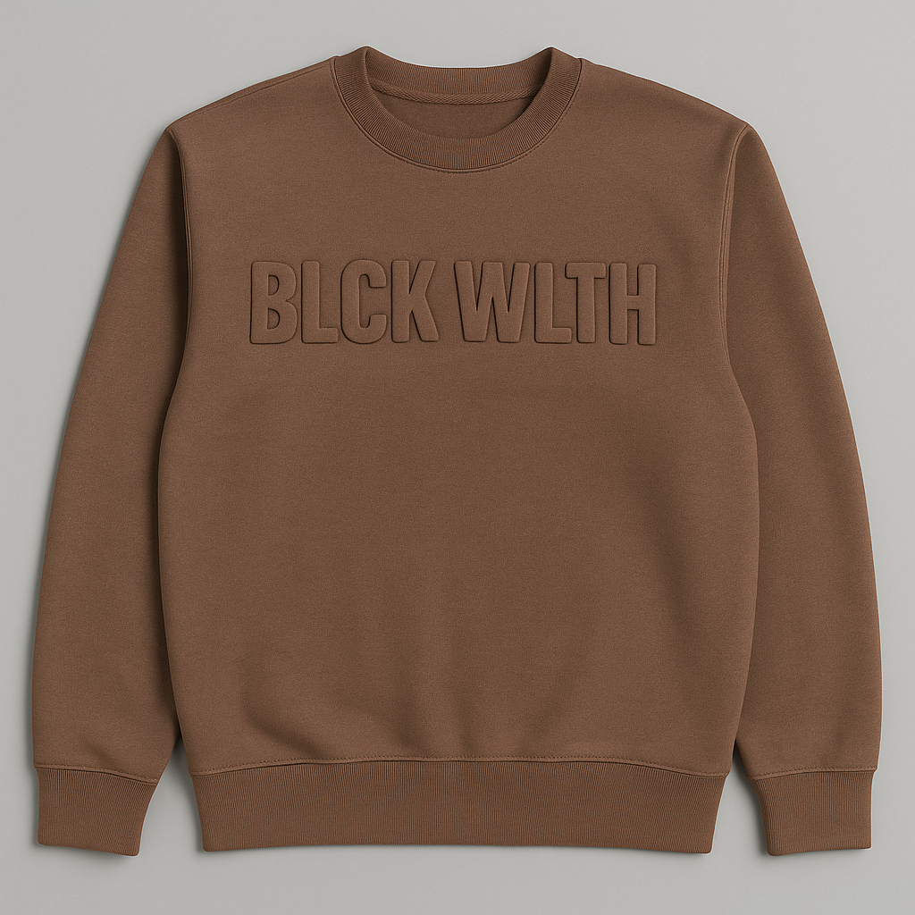 Embossed Mocha Crewneck - BLCK WLTH