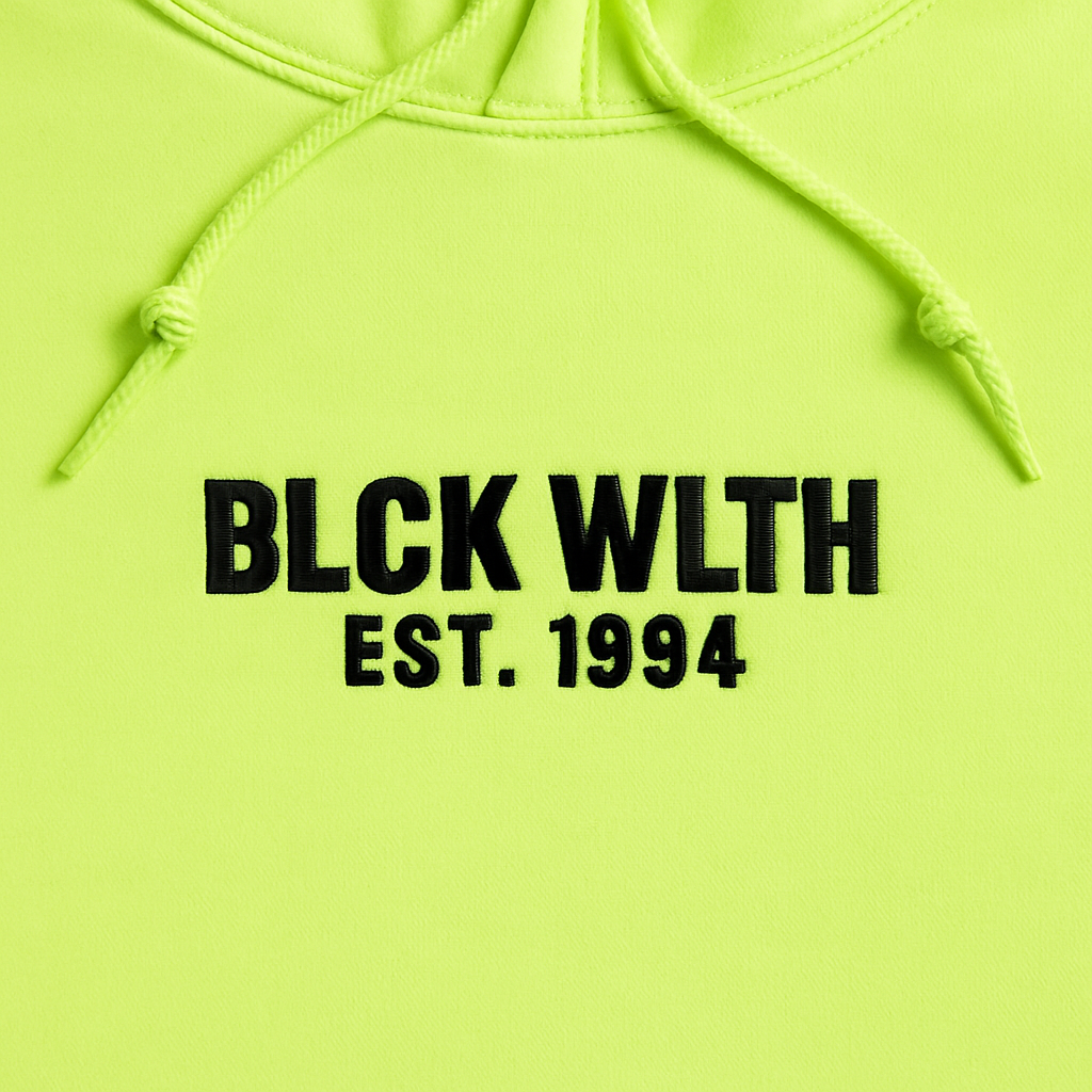 Embroidered Neon Hoodie - BLCK WLTH