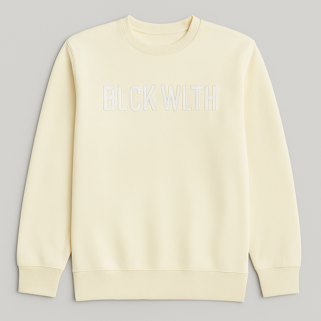 Embroidered Alabaster Crewneck - BLCK WLTH