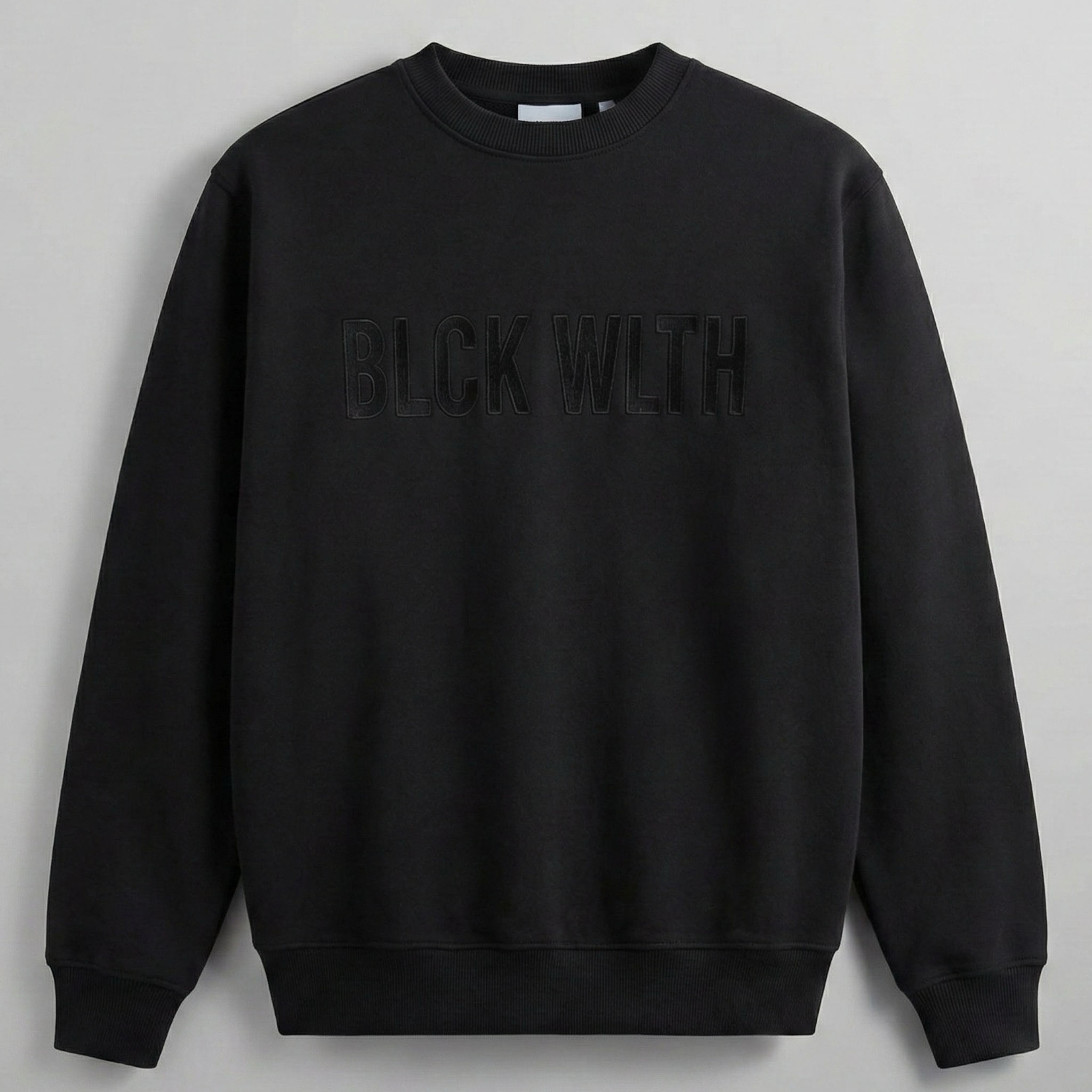 BLCK WLTH | Embroidered Crewneck (Obsidian) House of Holland Merchandise