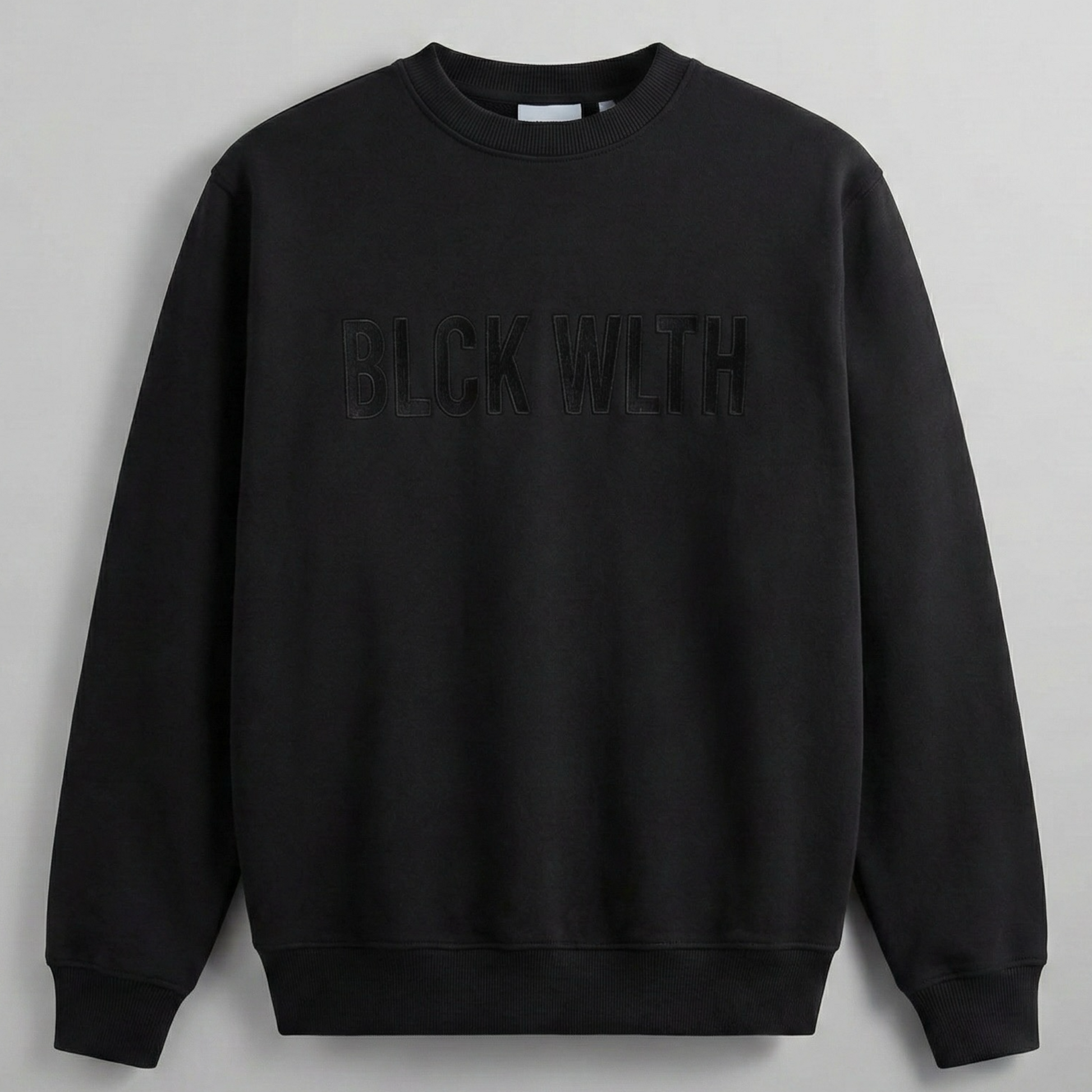 BLCK WLTH | Embroidered Crewneck (Obsidian) House of Holland Merchandise