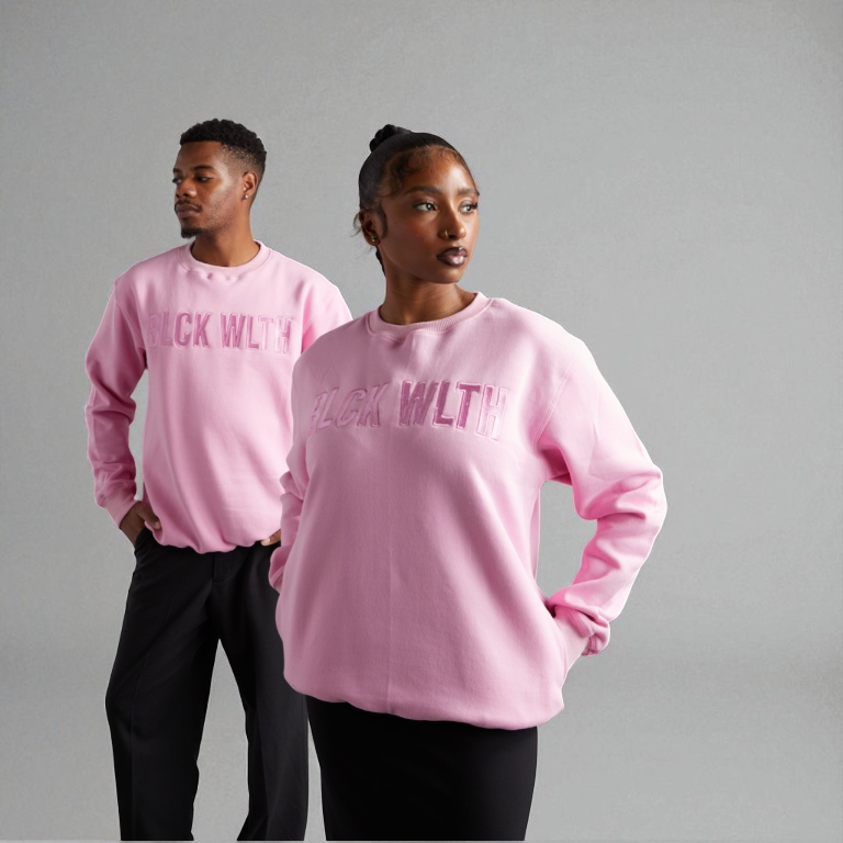 Embroidered Blush Crewneck - BLCK WLTH