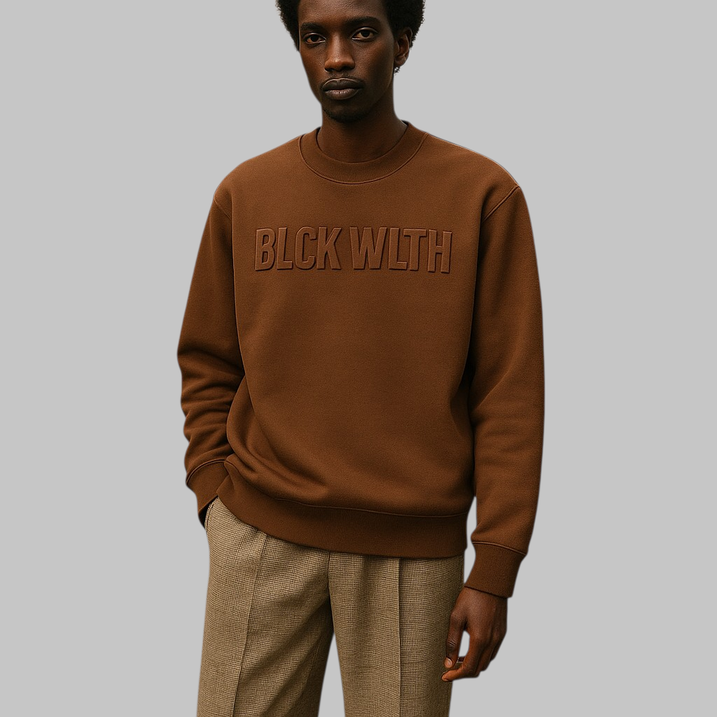 Embossed Mocha Crewneck - BLCK WLTH