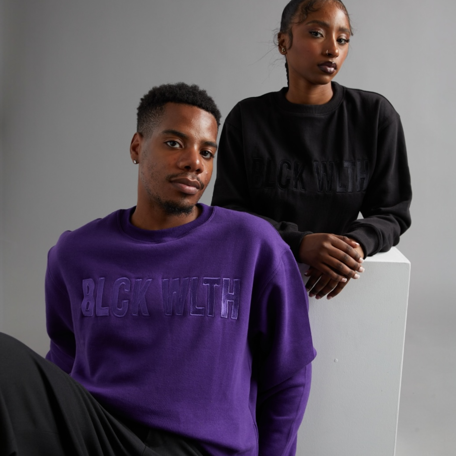 BLCK WLTH | Embroidered Crewneck (Amethyst) House of Holland Merchandise