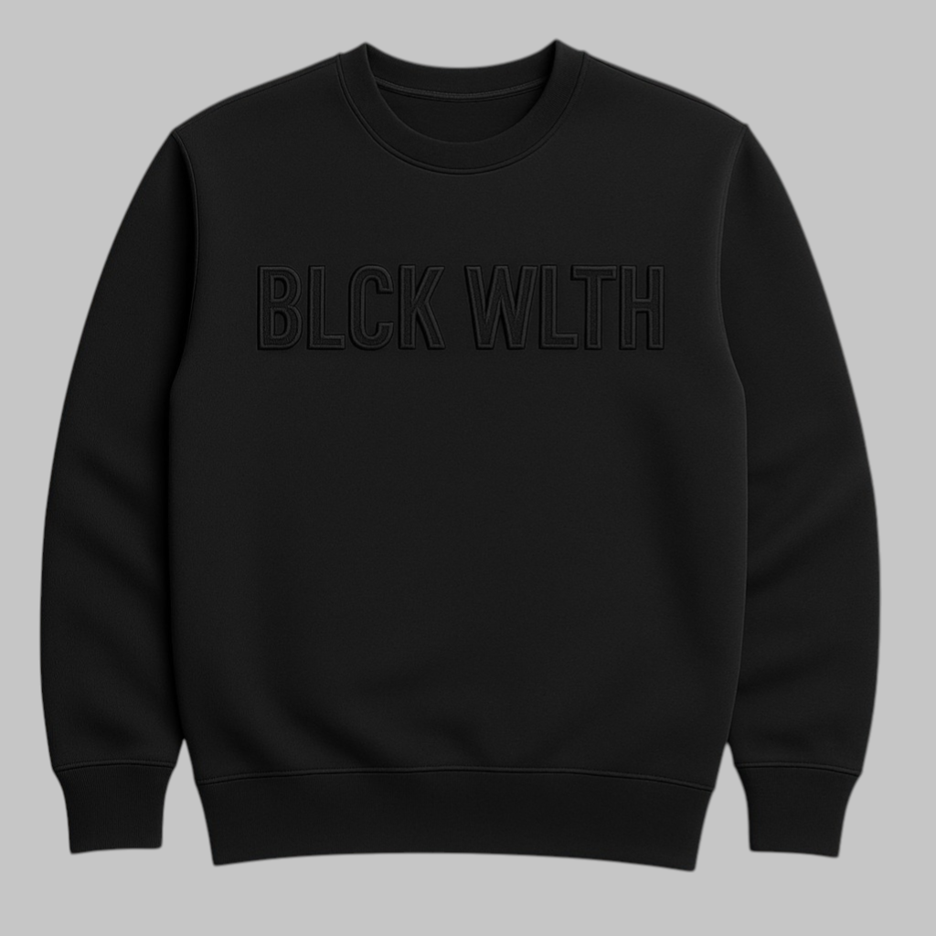 Embroidered Obsidian Crewneck - BLCK WLTH
