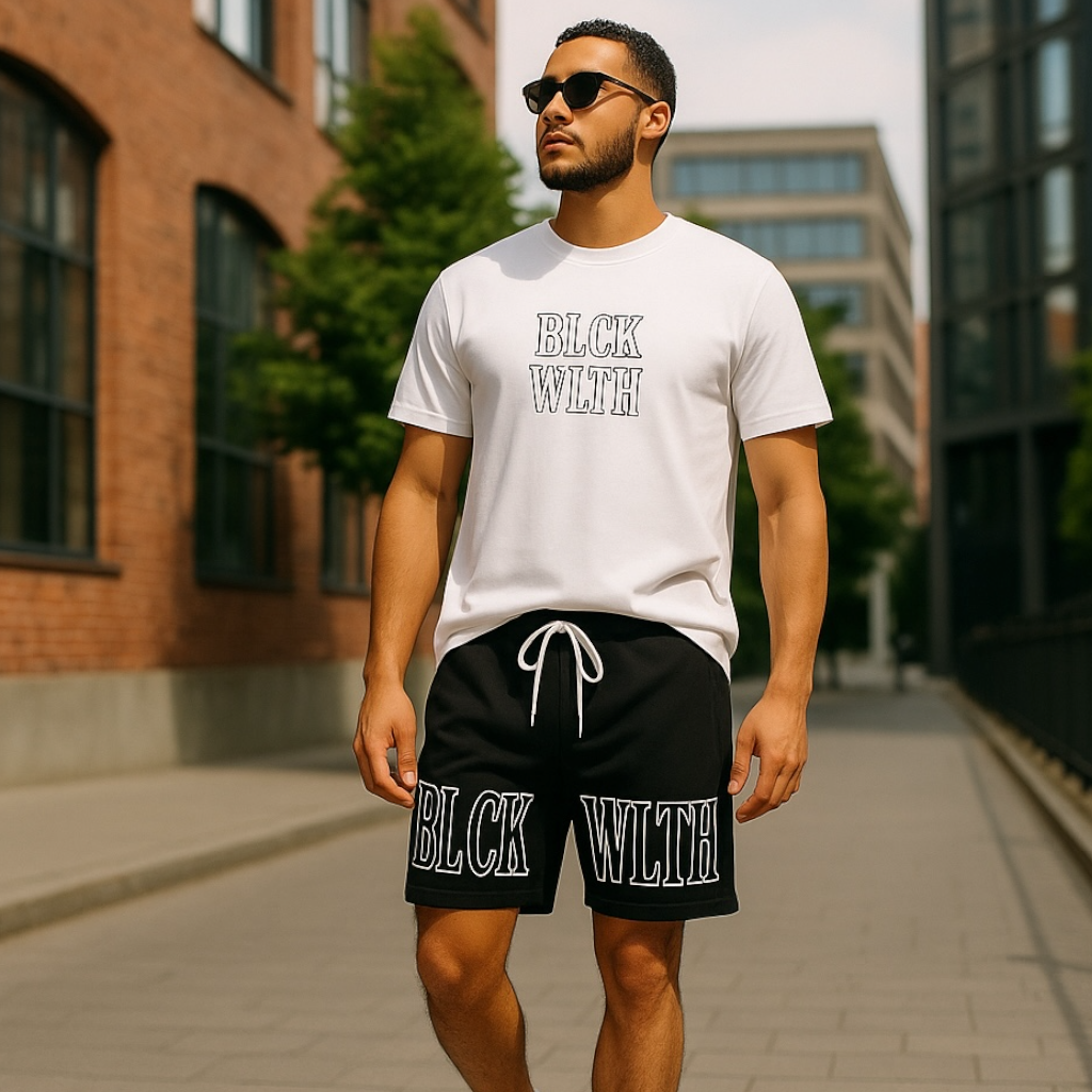 BLCK WLTH | Short Sleeve Tee (White/Obsidian) *SIZING UP BY ONE SIZE IS RECOMMENDED