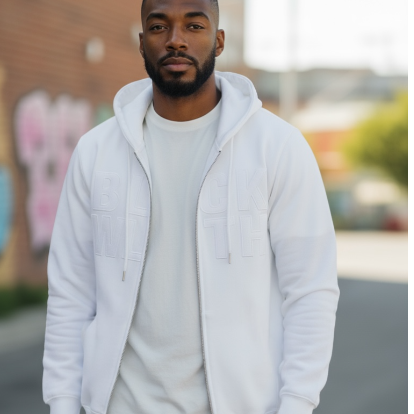 BLCK WLTH BOLD Zip Hoodie – White House of Holland Merchandise