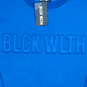 {*PREORDER*} BLCK WLTH | 3D Embossed Crewneck (Sapphire)