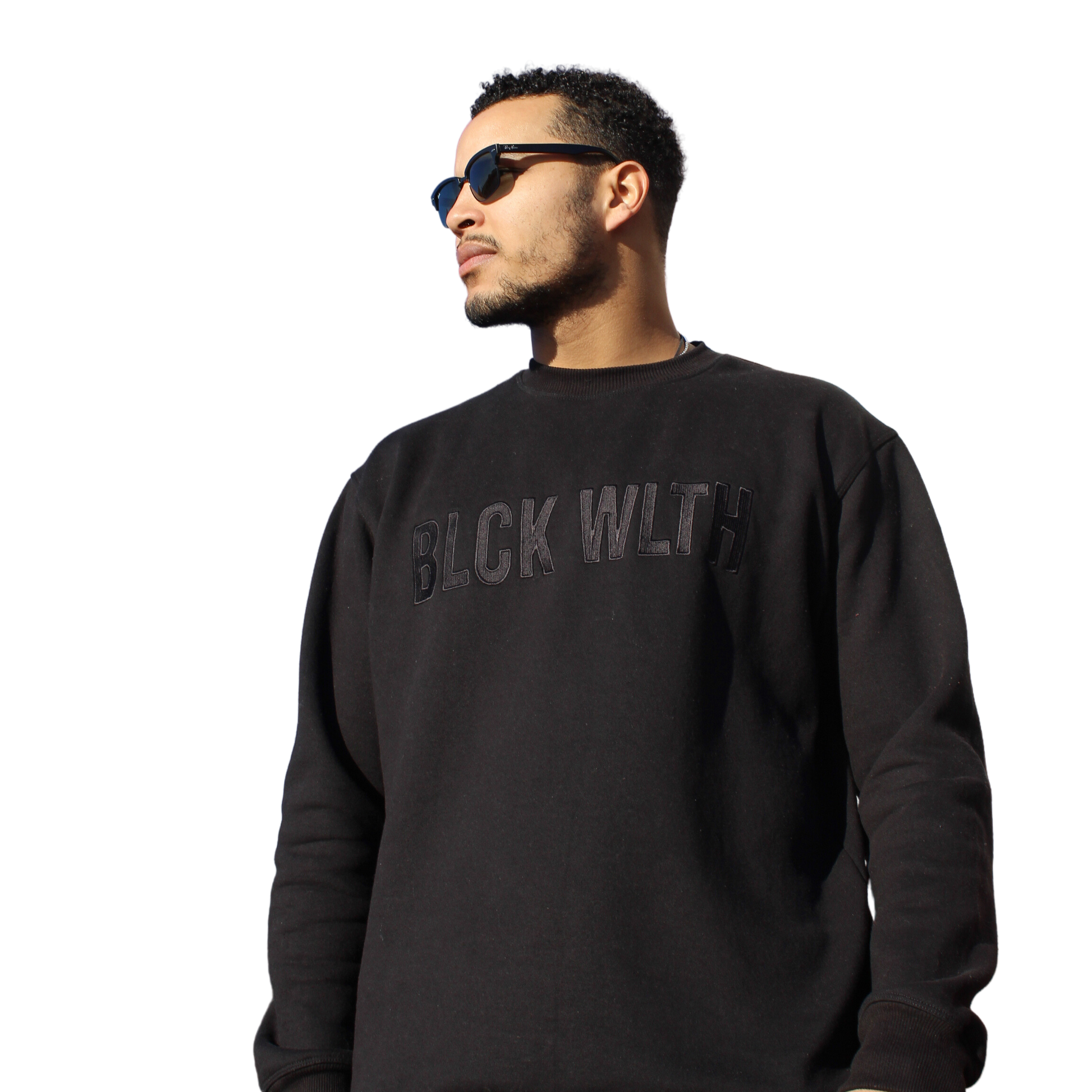 Embroidered Obsidian Crewneck - BLCK WLTH