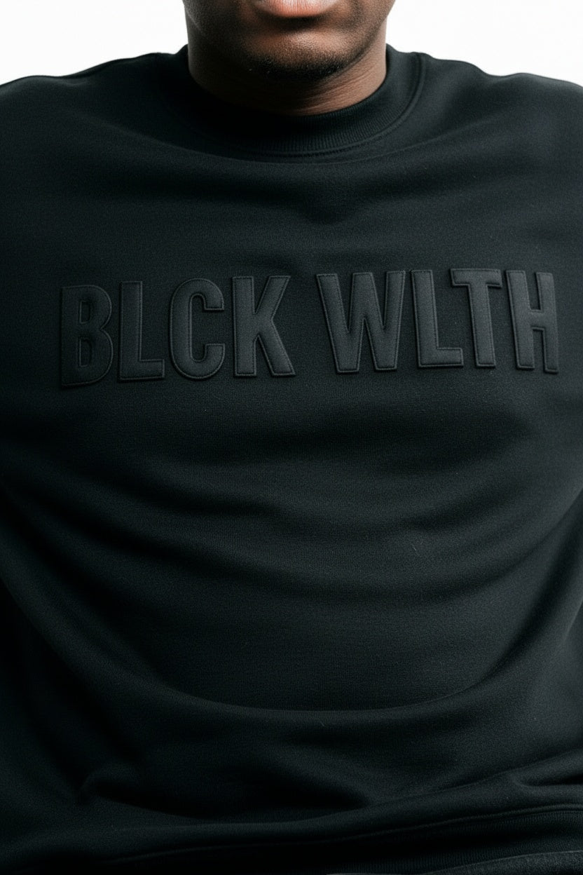 BLCK WLTH | Embossed Crewneck (Obsidian) House of Holland Merchandise