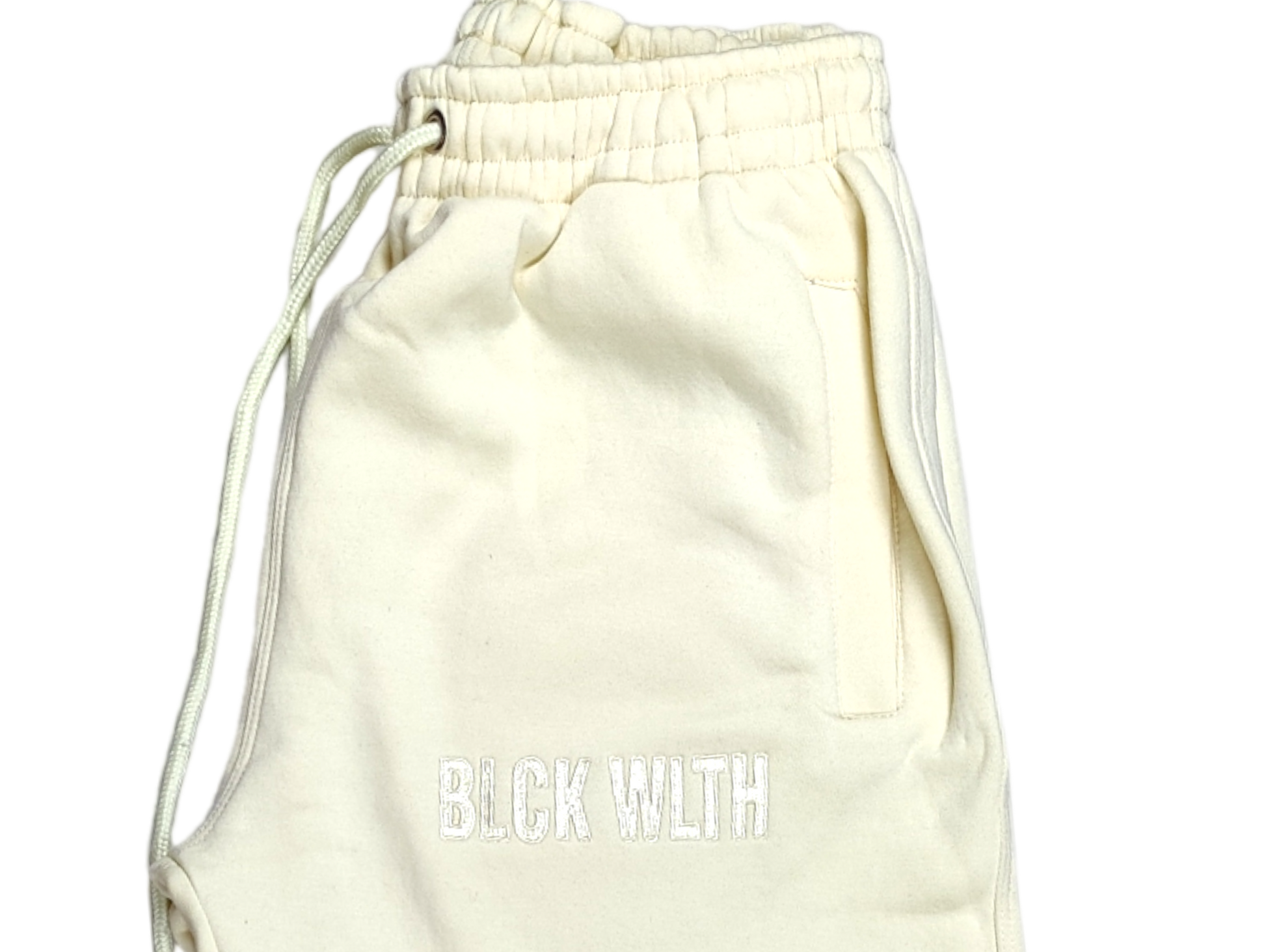 Embroidered Alabaster Joggers - BLCK WLTH